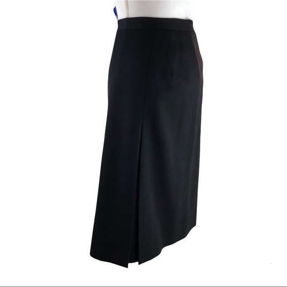 Vintage Burberry Black Pleated Wool Knee Length Minimalist Skirt Size 10 28” - Picture 2 of 13